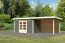 Gartenhaus SET terragrau mit Anbaudach 3,2 m Breite, Rückwand, Grundfläche: 8,6m²