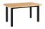 Esszimmertisch ROTE in Schwarz/Eiche gefärbt, abgerundete Optik, Abmessung 80 x 140/220 cm (B x T), Tischplattenhöhe von 32 mm, stabile Holzfüße