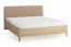 Doppelbett | Eiche massiv | 180 x 200 cm | Farbe: Eiche / Taupe | weich gepolsterte Kopfstütze | inkl. Lift up Lattenrost | dezent abgerundete Form