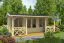 Ferienhaus F43-2 mit überdachter Terrasse & Geländer | 18,73 m² | 70 mm Blockbohlen | Naturbelassen | mit flachem Satteldach