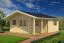 Ferienhaus F56 mit 6 Räumen & überdachter Terrasse | 27,8 m² | 70 mm Blockbohlen | Naturbelassen | inkl. Fußboden & Isolierverglasung
