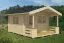 Ferienhaus F29 mit Vordach, Terrasse & Geländer | 11,97 m² | 70 mm Blockbohlen | Naturbelassen | Inkl. Fußboden & Isolierverglasung
