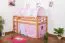 Kinderbett Hochbett Andi Buche Vollholz massiv natur inkl. Rollrost - 90 x 200 cm