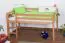 Kinderbett Hochbett Andi Buche Vollholz massiv natur inkl. Rollrost - 90 x 200 cm