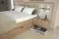 Doppelbett Gataivai 14, Farbe: Beige Hochglanz / Walnuss - Liegefläche: 160 x 200 cm (B x L)