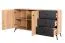 Kommode Lincolnia 04, Farbe: Eiche / Schwarz - Abmessungen: 85 x 160 x 40 cm (H x B x T), mit 2 Türen, 3 Schubladen und 4 Fächern