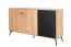 Kommode Lincolnia 04, Farbe: Eiche / Schwarz - Abmessungen: 85 x 160 x 40 cm (H x B x T), mit 2 Türen, 3 Schubladen und 4 Fächern