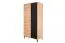 Kleiderschrank mit einer Kleiderstange Lassila 01, Farbe: Eiche Artisan / Schwarz - Abmessungen: 191 x 92 x 54 cm (H x B x T), mit 2 Türen und fünf Fächern