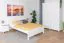 Schlafzimmer im Landhausstil Komplett - Set K Junco, 4-teilig, in Weiß, aus massivem Kiefernholz, Bett 120 x 200 cm, 2 Nachtkommoden, Kleiderschrank
