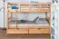Stockbett für Erwachsene "Easy Premium Line" K21/n inkl. 2 Schubladen und 2 Abdeckblenden, Kopf- und Fußteil gerundet, Buche Vollholz massiv Natur - 90 x 200 cm (B x L), teilbar