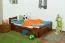 Einzelbett/ Funktionsbett "Easy Premium Line" K4, inkl. 2 Schubladen und 1 Abdeckblende, 140 x 200 cm Buche Vollholz massiv kirschrot lackiert