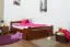 Einzelbett/ Funktionsbett "Easy Premium Line" K4, inkl. 2 Schubladen und 1 Abdeckblende, 140 x 200 cm Buche Vollholz massiv kirschrot lackiert