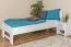 Einzelbett / Gästebett Buche massiv Vollholz weiß lackiert 111, inkl. Lattenrost - Abmessung 80 x 200 cm