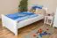 Kinderbett / Jugendbett Kiefer massiv Vollholz weiß 66, inkl. Lattenrost - Abmessung 90 x 200 cm