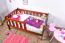 Kinderbett / Juniorbett Kiefer massiv Vollholz Nussfarben 96, inkl. Lattenrost - 90 x 160 cm (B x L)