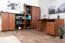 Schreibtisch Mojokerto 06, Farbe: Walnuss / Schwarz - Abmessungen: 77 x 160 x 60 cm (H x B x T)