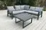 Gartensitzgruppe Pisa - 3-teilig mit Tisch, Farbe: anthrazit, bestehend aus zwei bequemen Sofas, Tischplatte aus Keramikglas, Polsterung UV-beständig