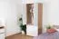 Jugendkleiderschrank, Farbe: Eiche / Weiß - Abmessungen: 195 x 80 x 52 cm (H x B x T)