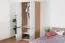 Jugendkleiderschrank, Farbe: Eiche / Weiß - Abmessungen: 195 x 80 x 52 cm (H x B x T)