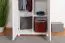Weißer Kleiderschrank Kiefer Vollholz Junco 12B, sehr geräumig, 195 x 92 x 59 cm, mit 1 Kleiderstange und 5 Fächern, robust und langlebig