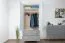 Schlafzimmer - Kleiderschrank Hochglanz, Farbe: Weiß / Grau - Abmessung: 209 x 90 x 56 cm (H x B x T)