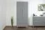 Schlafzimmer - Kleiderschrank Hochglanz, Farbe: Weiß / Grau - Abmessung: 209 x 90 x 56 cm (H x B x T)