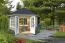 Gartenhaus G65 Lichtgrau inkl. Fußboden - 44 mm Blockbohlenhaus, Nutzfläche: 7,30 m², Zeltdach
