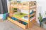 Stockbett 90 x 200 cm für Erwachsene "Easy Premium Line" K17/n inkl. 2 Schubladen und 2 Abdeckblenden, Buche Massivholz Natur lackiert, teilbar
