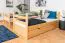 Stockbett 90 x 200 cm für Erwachsene "Easy Premium Line" K17/n inkl. 2 Schubladen und 2 Abdeckblenden, Buche Massivholz Natur lackiert, teilbar