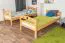 Kinder- Etagenbett / Stockbett "Easy Premium Line" K19/n, Kopf- und Fußteil mit Löchern, Buche Vollholz massiv Natur - 90 x 190 cm (B x L), teilbar