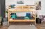 Etagenbett / Stockbett "Easy Premium Line" K19/n, Kopf- und Fußteil mit Löchern, Buche Vollholz massiv Natur - 90 x 190 cm (B x L), teilbar