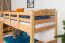 Kinder- Etagenbett / Stockbett "Easy Premium Line" K19/n, Kopf- und Fußteil mit Löchern, Buche Vollholz massiv Natur - 90 x 190 cm (B x L), teilbar