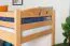 Kinder- Etagenbett / Stockbett "Easy Premium Line" K19/n, Kopf- und Fußteil mit Löchern, Buche Vollholz massiv Natur - 90 x 190 cm (B x L), teilbar