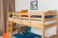 Kinder- Etagenbett / Stockbett "Easy Premium Line" K19/n, Kopf- und Fußteil mit Löchern, Buche Vollholz massiv Natur - 90 x 190 cm (B x L), teilbar