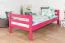 Hochbett 90 x 190 cm, "Easy Premium Line" K22/n, Buche Massivholz rosa lackiert, teilbar