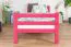 Hochbett 90 x 190 cm, "Easy Premium Line" K22/n, Buche Massivholz rosa lackiert, teilbar