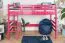 Hochbett 90 x 190 cm, "Easy Premium Line" K22/n, Buche Massivholz rosa lackiert, teilbar