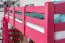 Hochbett 90 x 190 cm, "Easy Premium Line" K22/n, Buche Massivholz rosa lackiert, teilbar