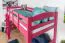 Hochbett 90 x 190 cm, "Easy Premium Line" K22/n, Buche Massivholz rosa lackiert, teilbar