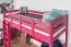 Hochbett 90 x 190 cm, "Easy Premium Line" K22/n, Buche Massivholz rosa lackiert, teilbar