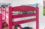 Hochbett 90 x 190 cm, "Easy Premium Line" K22/n, Buche Massivholz rosa lackiert, teilbar
