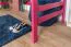 Hochbett 90 x 190 cm, "Easy Premium Line" K22/n, Buche Massivholz rosa lackiert, teilbar
