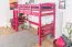 Hochbett 90 x 190 cm für Kinder, "Easy Premium Line" K22/n, Buche Massivholz rosa lackiert, teilbar
