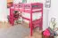Hochbett 90 x 190 cm für Kinder, "Easy Premium Line" K22/n, Buche Massivholz rosa lackiert, teilbar