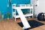 Weißes Etagenbett / Kinderbett / Stockbett mit Rutsche, 80 x 190 cm, Buche Massivholz Weiß lackiert, teilbar in zwei Einzelbetten, "Easy Premium Line" K25/n