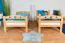 Etagenbett mit Rutsche 90 x 200 cm, Buche Massivholz Natur lackiert, teilbar in zwei Einzelbetten, "Easy Premium Line" K27/n