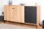 Kommode Lincolnia 04, Farbe: Eiche / Schwarz - Abmessungen: 85 x 160 x 40 cm (H x B x T), mit 2 Türen, 3 Schubladen und 4 Fächern