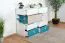 Jugendzimmer - Kommode Aalst 22, Farbe: Eiche / Weiß / Blau - Abmessungen: 90 x 110 x 40 cm (H x B x T)