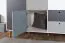 Jugendzimmer - Drehtürenschrank / Kleiderschrank Syrina 05, Farbe: Weiß / Grau / Blau - Abmessungen: 202 x 153 x 55 cm (H x B x T)