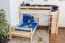 Doppelstockbett L-Form  90 x 200 cm | Buche massiv | natur lackiert | mit Regal | inkl. Rollrost | umbaubar in Einzelbetten Abbildung